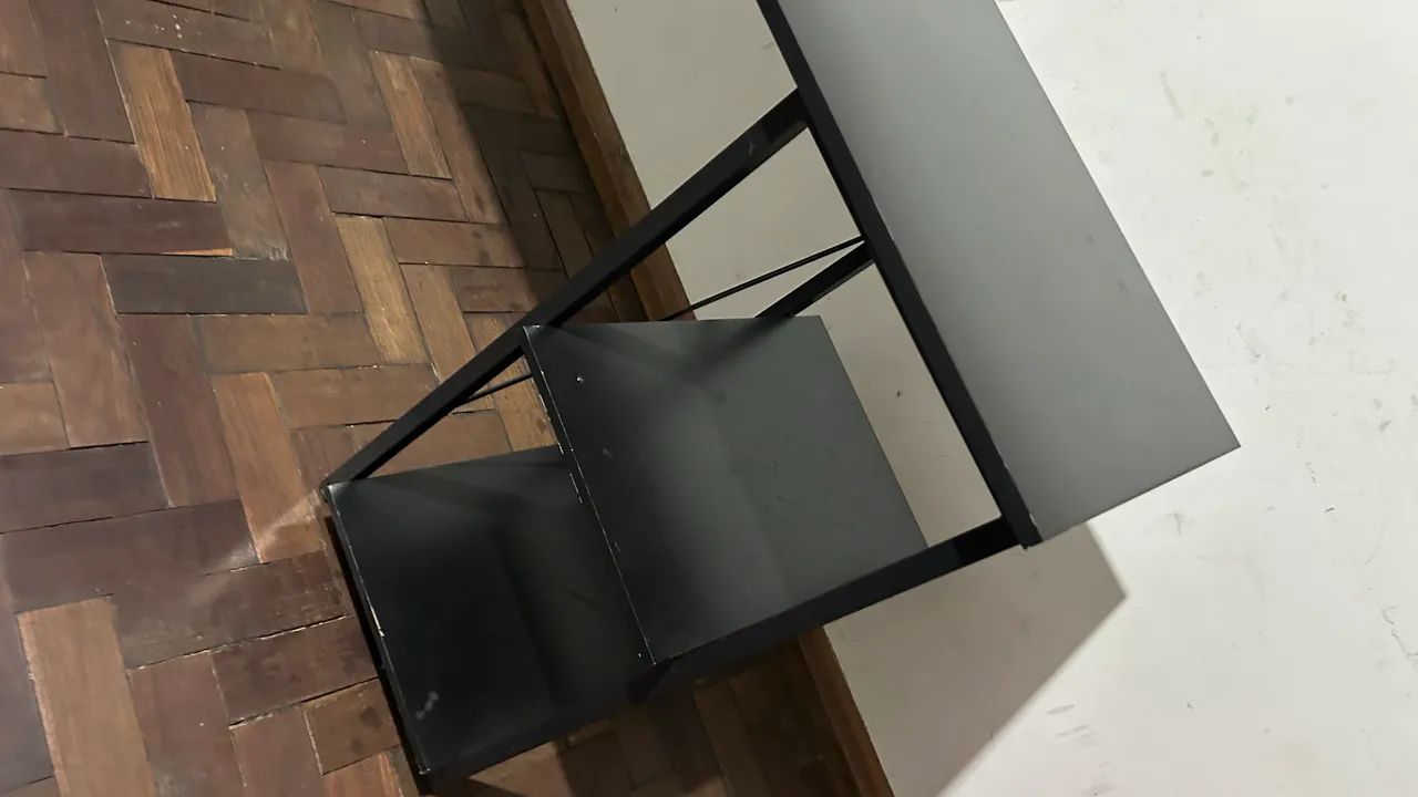 Black MDF computer desk with two shelves65171898522755123