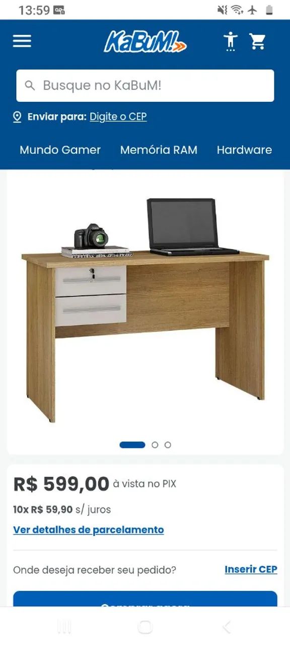 Mesa para computador com dias gaveta