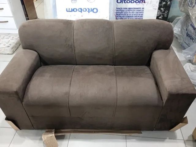 Sofá 3 Lugares Xaropinho Sued Marrom - Entrega Rápida! 