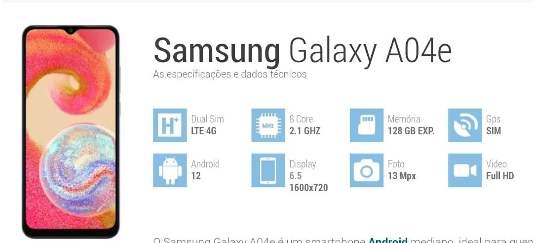 CELULAR SAMSUNG A04E, 64GB TELA GRANDE.  - Foto 3