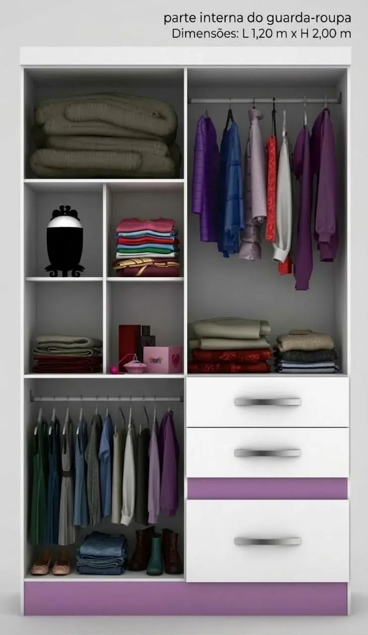 Guarda-roupa solteiro 100% MDF - Foto 4