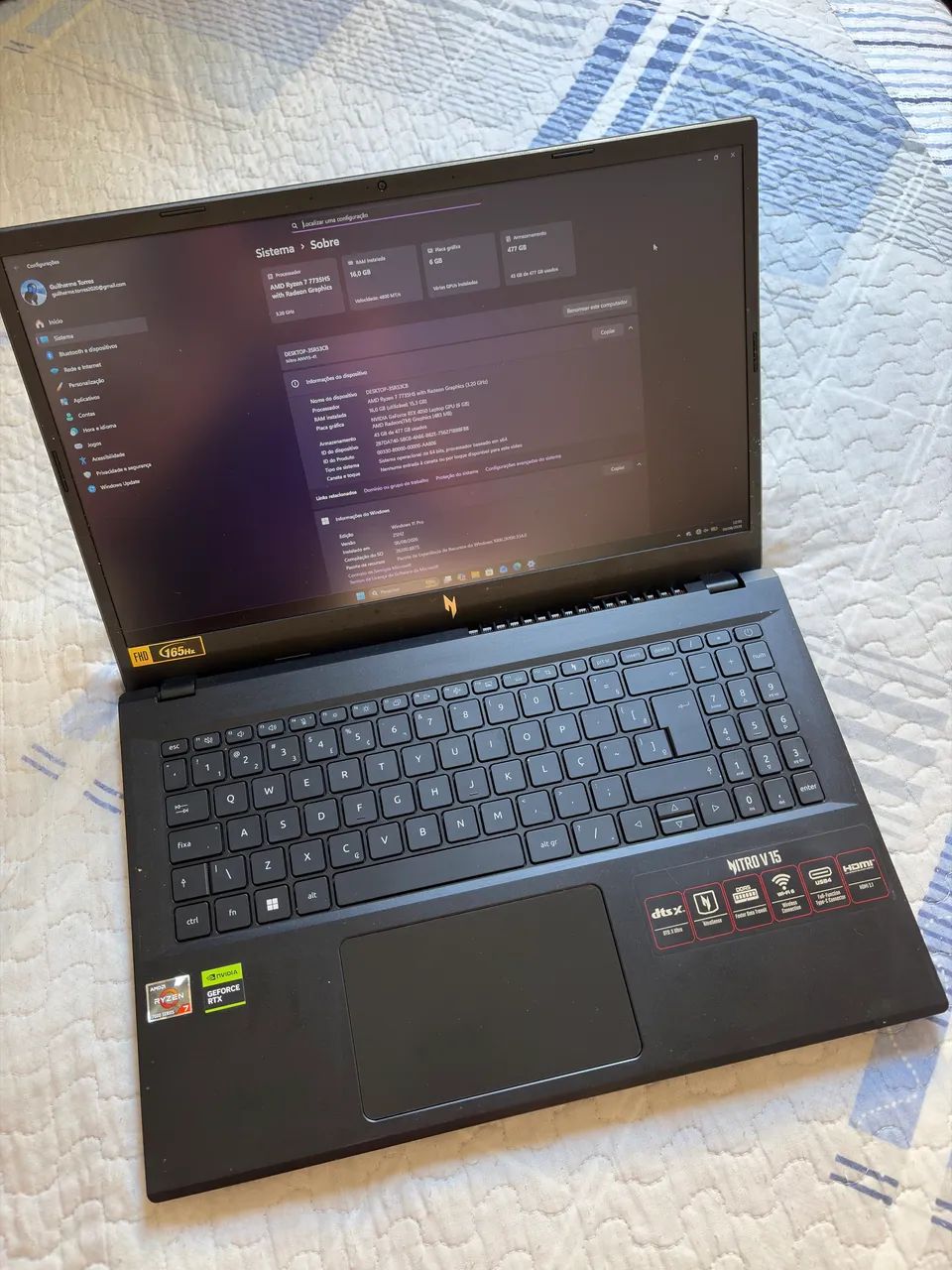 NOTEBOOK GAMER NITRO V15 (RTX 4050, RYZEN 7)
