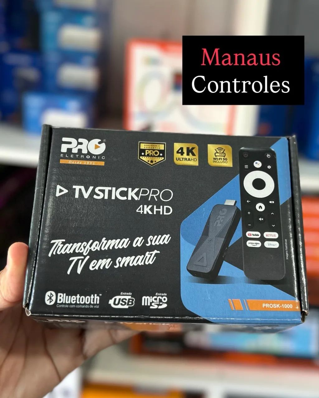 Stick Pró 4K - Transforma Tv em smart ( comando de voz ) 