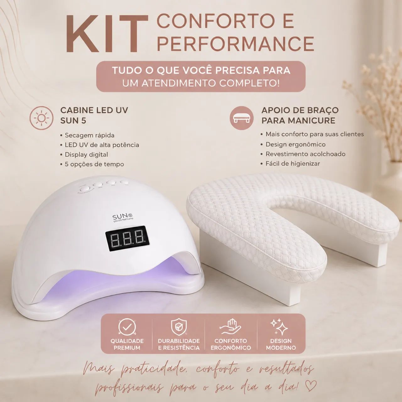 COMBO Cabine LED/UV SUN + Apoio de Braço para Manicure - Kit Completo ? - Foto 3