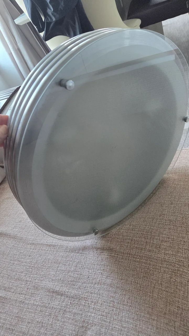 Lustre alumínio e vidro jateado - Foto 4