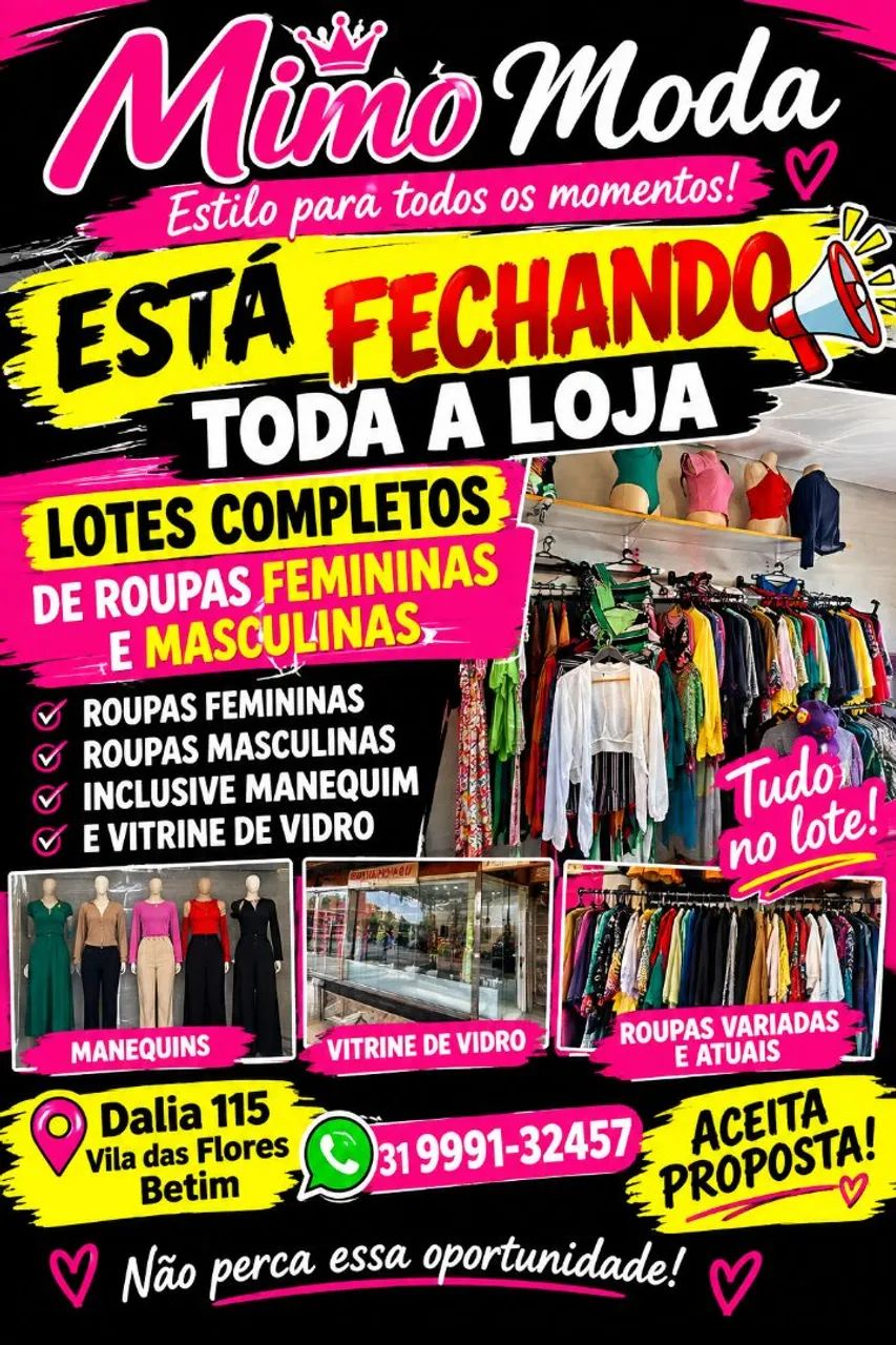 Fechamento da loja de roupas femininas e masculino  - Foto 2