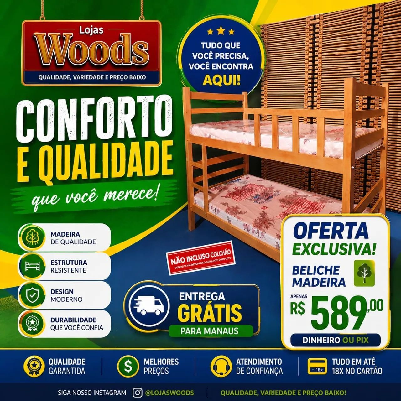 Beliche Madeira R$ 589,00 Novo No Acabamento Verniz Incluso Entrega e montagem grátis 