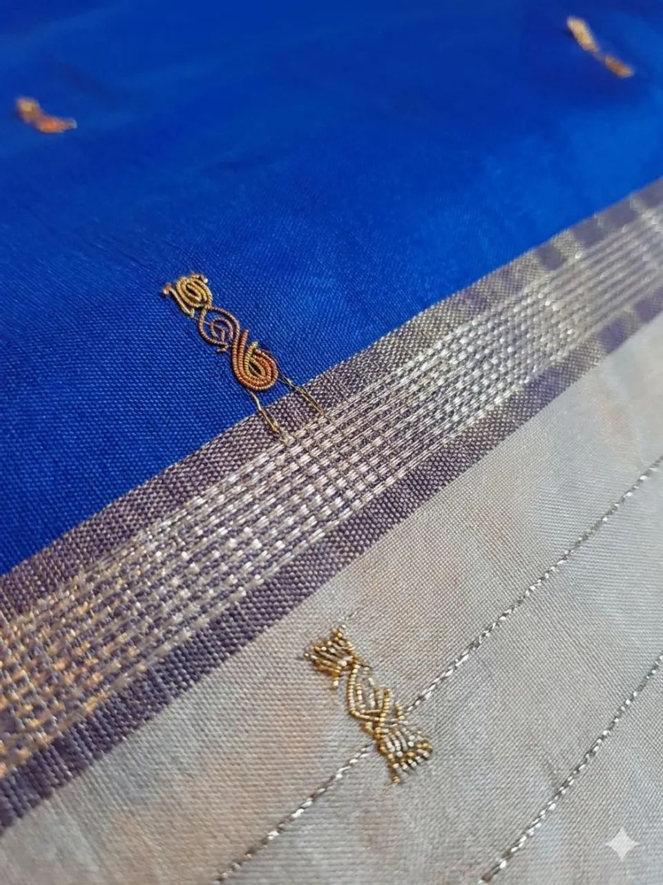 Sari Indiano Original - [azul e dourado] - Ideal para Festas e Casamentos - Foto 4