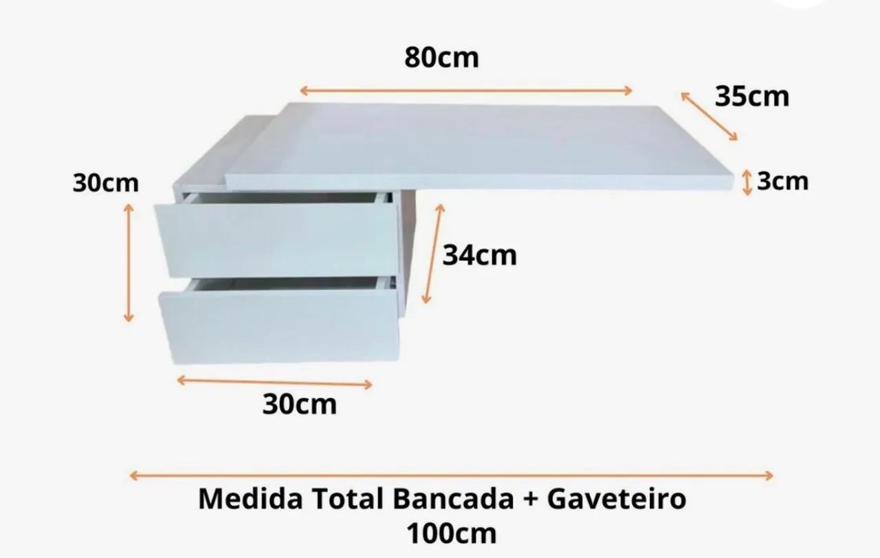 Escrivaninha suspensa branca - Foto 2