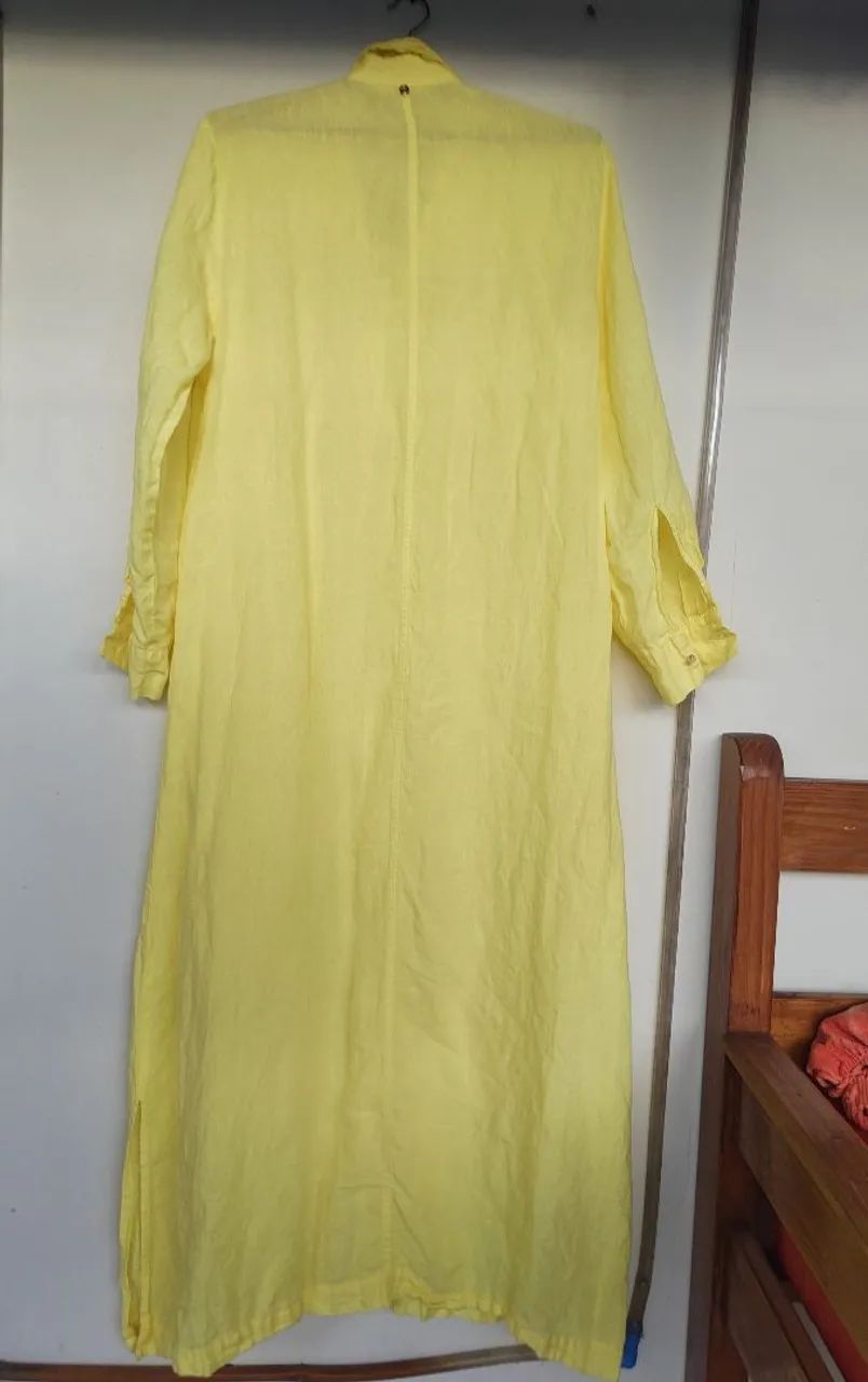 vestido chemise maxi de linho puro - Foto 3