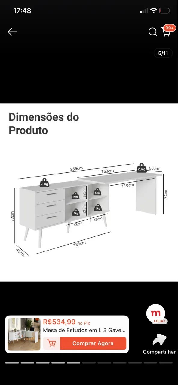 Mesa de escritório  - Foto 5