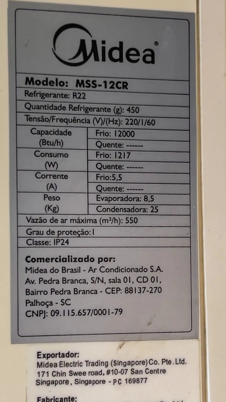 AR CONDICIONADO MIDEA 12000 BTUS - Foto 2