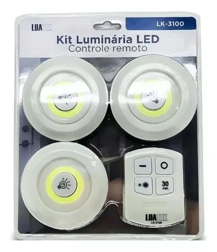 Kit 3 Lâmpada Spot Luminária Luz Led Sem Fio Com Controle 110V/220V - Loja Natan Abreu  - Foto 5