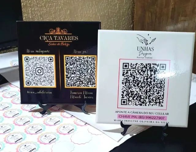Azulejo PIX com qr code personalizado com sua logomarca plaquinha personalizada - Foto 2