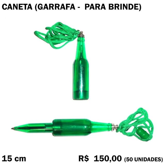 Caneta Garrafa Verde para Brinde (50 Unidades)