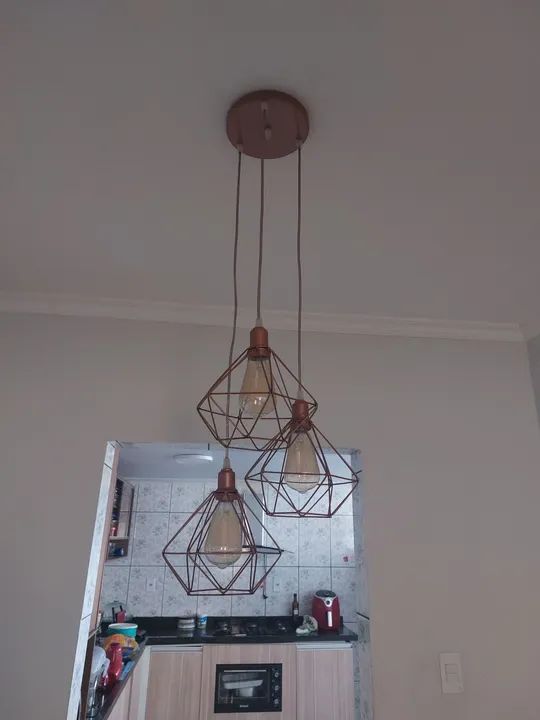 Lustre de 3 Lâmpadas em Metal com 3 lâmpadas filamento Led - Foto 2