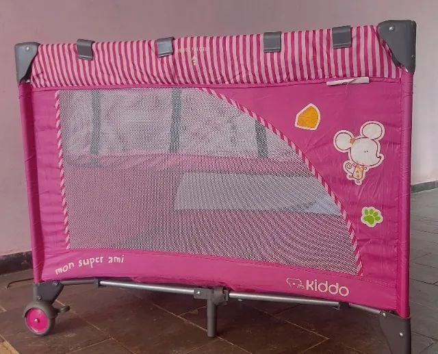 Berço cercadinho kidoo rosa ótimo estado - Foto 4