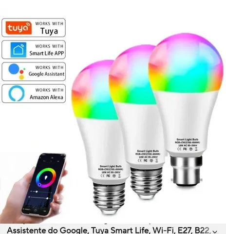 Lâmpada inteligente wifi tuya