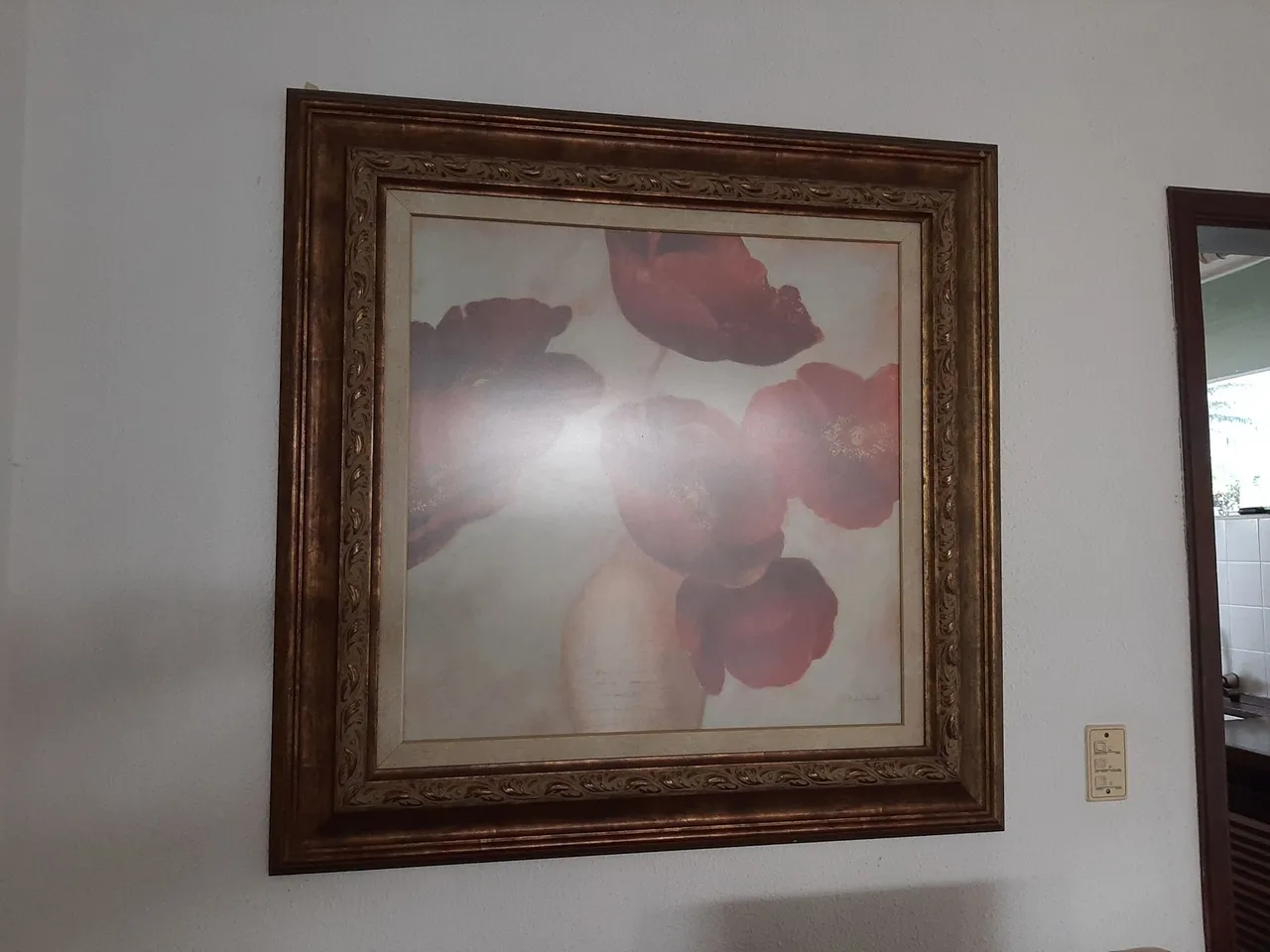 Quadro Decorativo com Flores Vermelhas