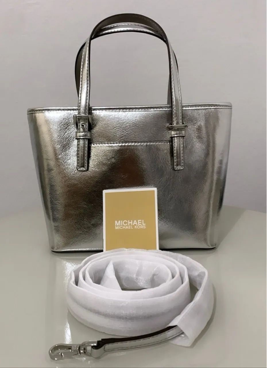 (NOVA!) BOLSA MICHAEL KORS CROSSBODY PRATA METALIZADA - Foto 5