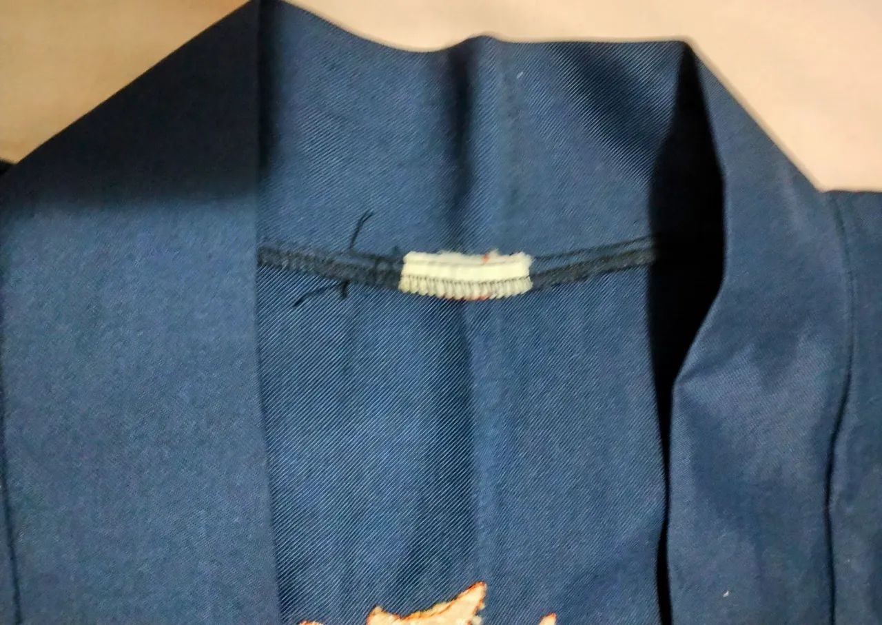 Kimono bordado de passeio - M -Azul Escuro - Foto 6