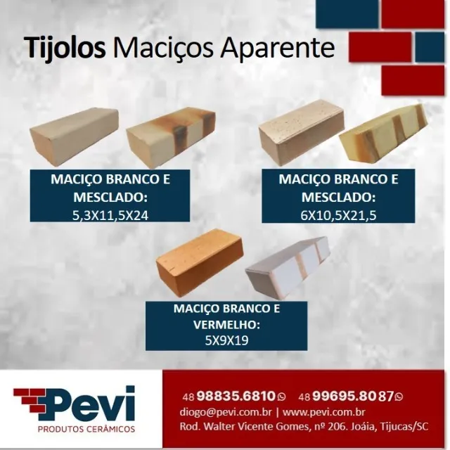TIJOLO MACIÇO BRANCO , BRANCO MESCLADO E VERMELHO