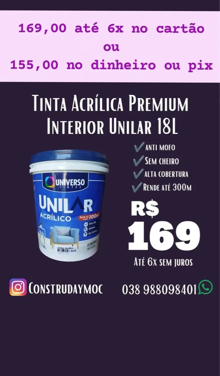 Tinta Acrílica Interior Premium Universo 18L