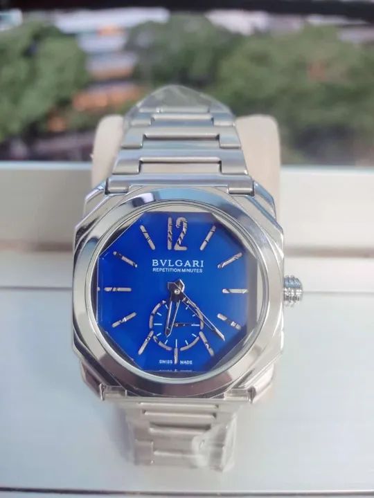 Relógio Bvlgari Octagonal Fundo Azul - Foto 2