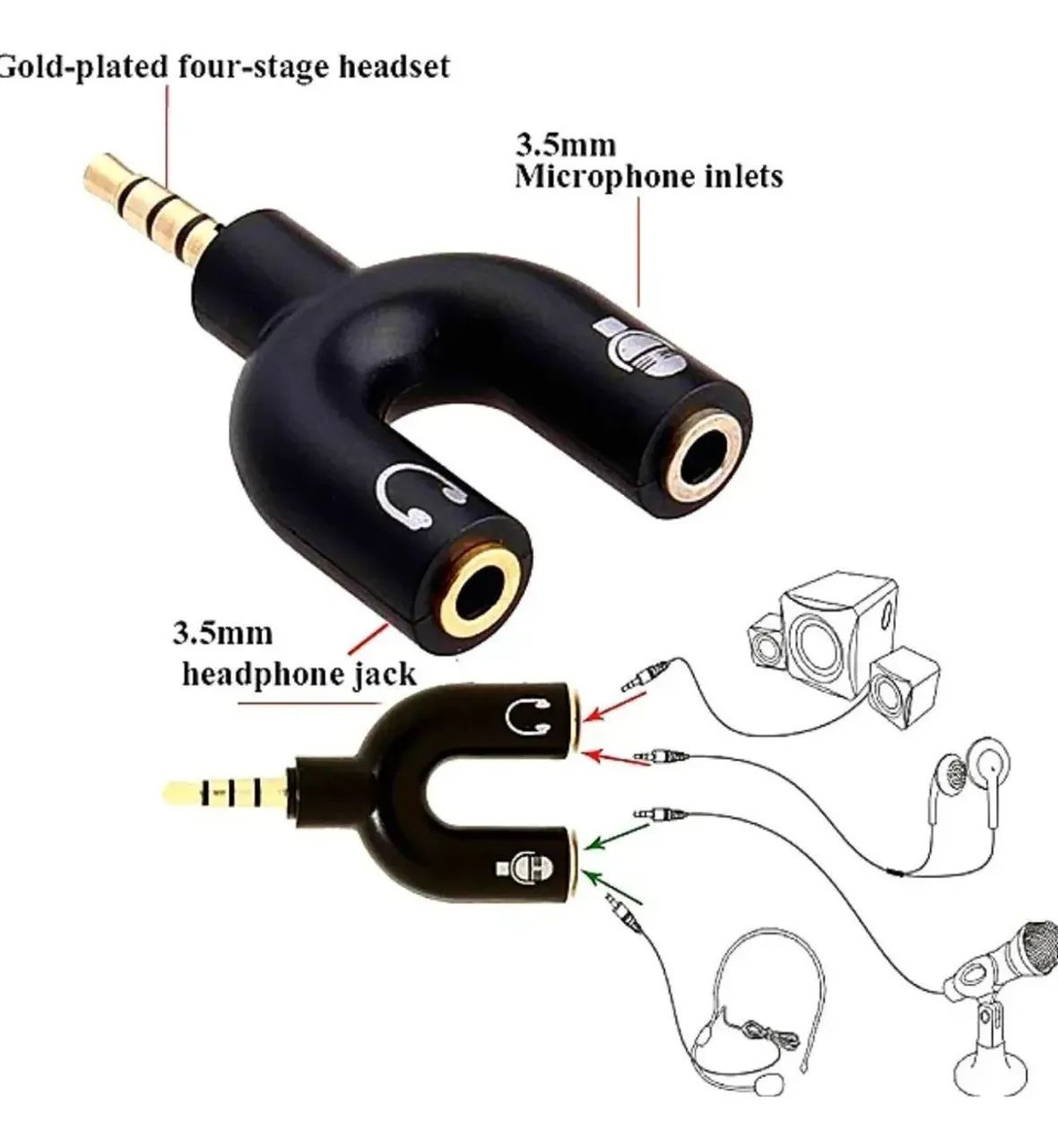Adaptador P3 X P2 P Fone E Microfone - Foto 4