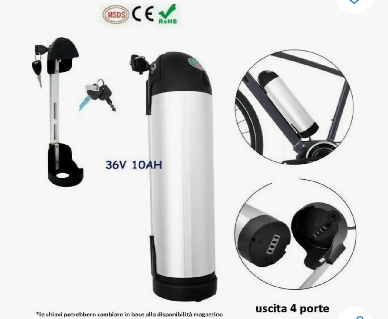 Kit Bateria 36v 10ah De Lítio Suporte + Carregador Bicicleta