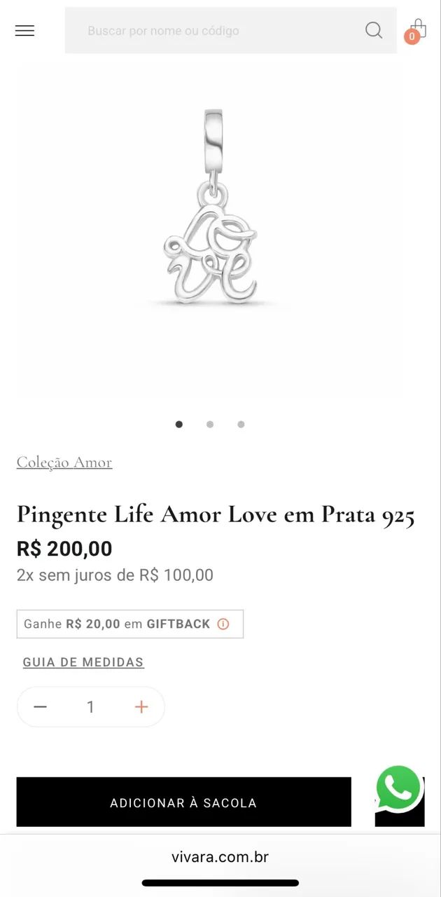 Pingente Vivara Life Amor Love (Prata 925) - Foto 3