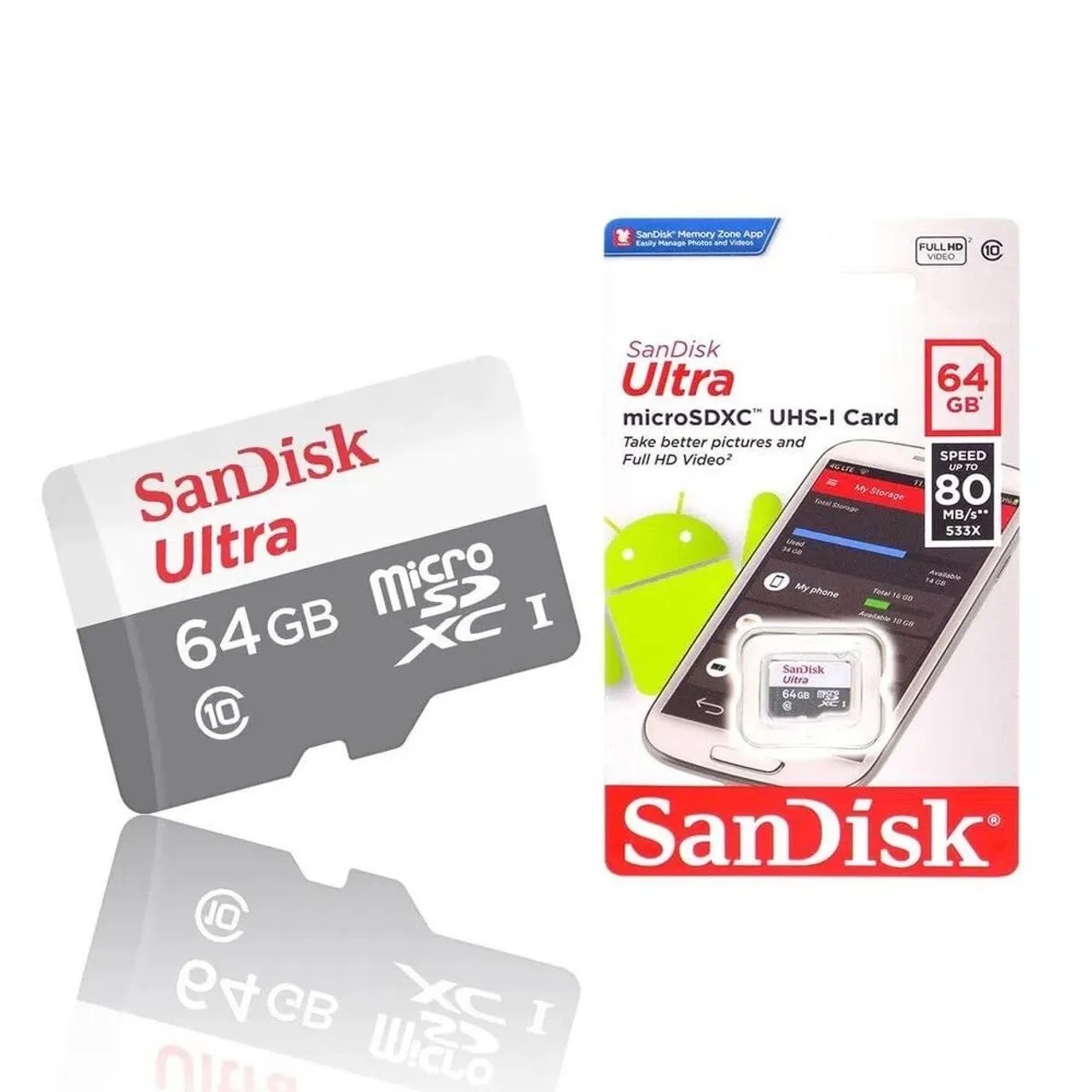 Cartão de memória 64gb sandisk classe 10 ultra64197824342913121