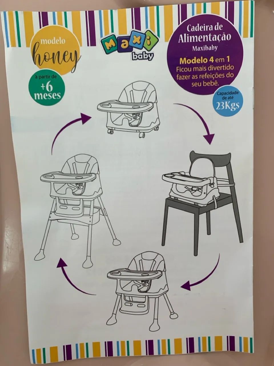 Cadeirinha de Alimentação Bebê - Rosa - Foto 5