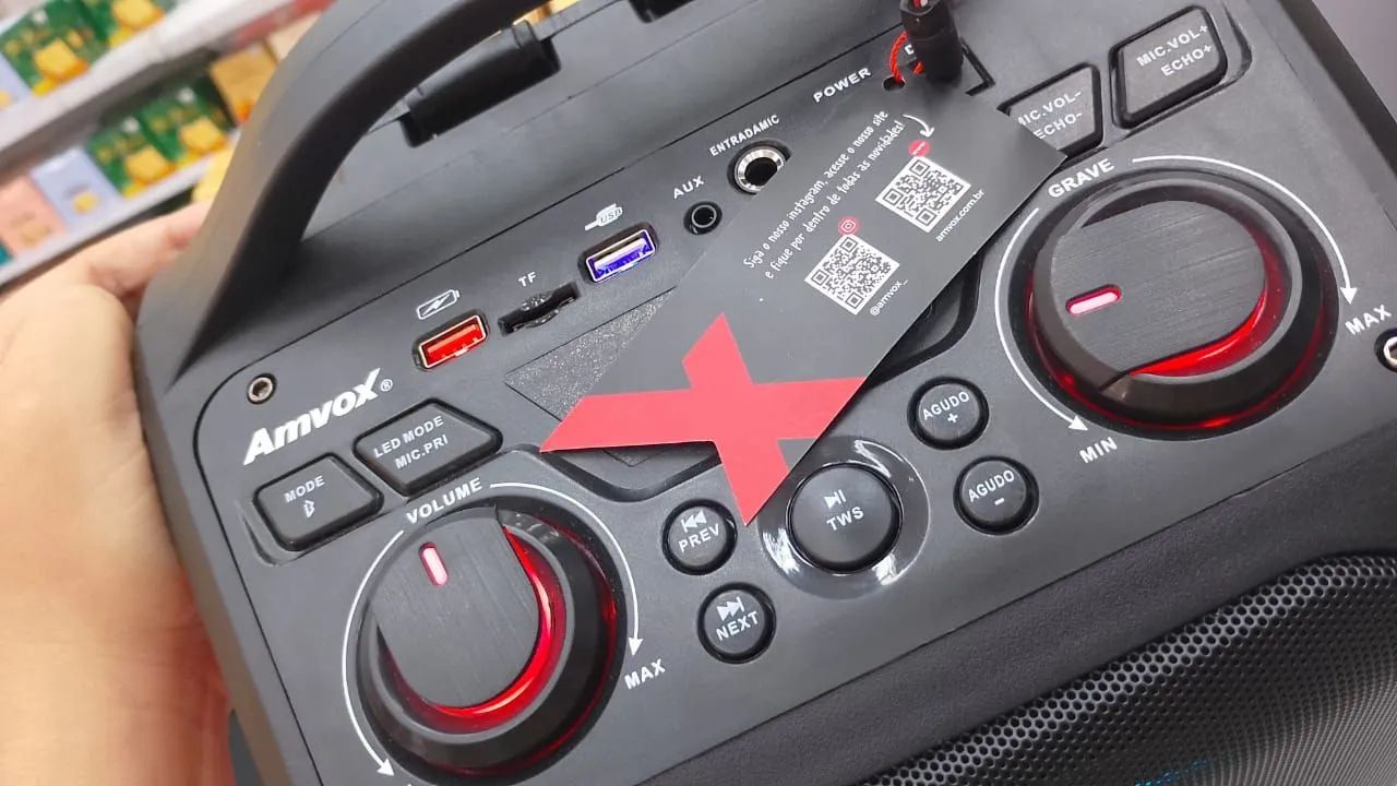 Vendo ou troco por celular!Caixa de Som Amvox com Iluminação LED, Bagvox 600w - Foto 3