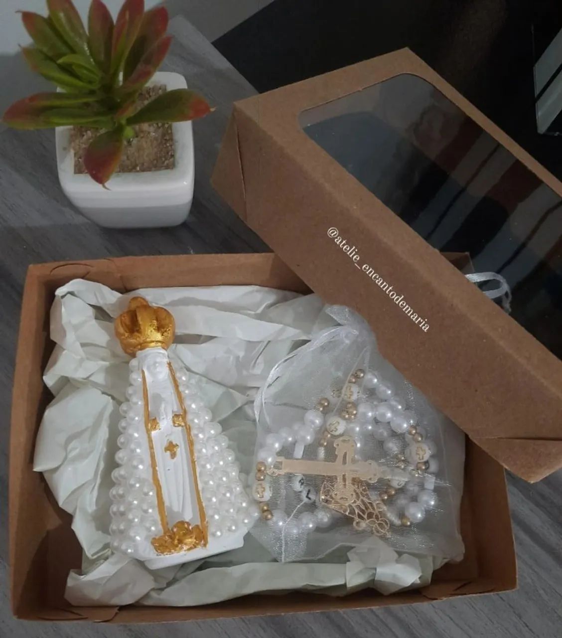 Kit Convite Padrinhos Batismo/Crisma - Terço Personalizado - Foto 2