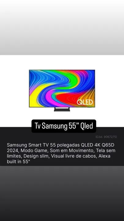 TV Samsung 55 polegadas QLED 4K Q65D 2024 - TVs - Méier, Rio de Janeiro ...