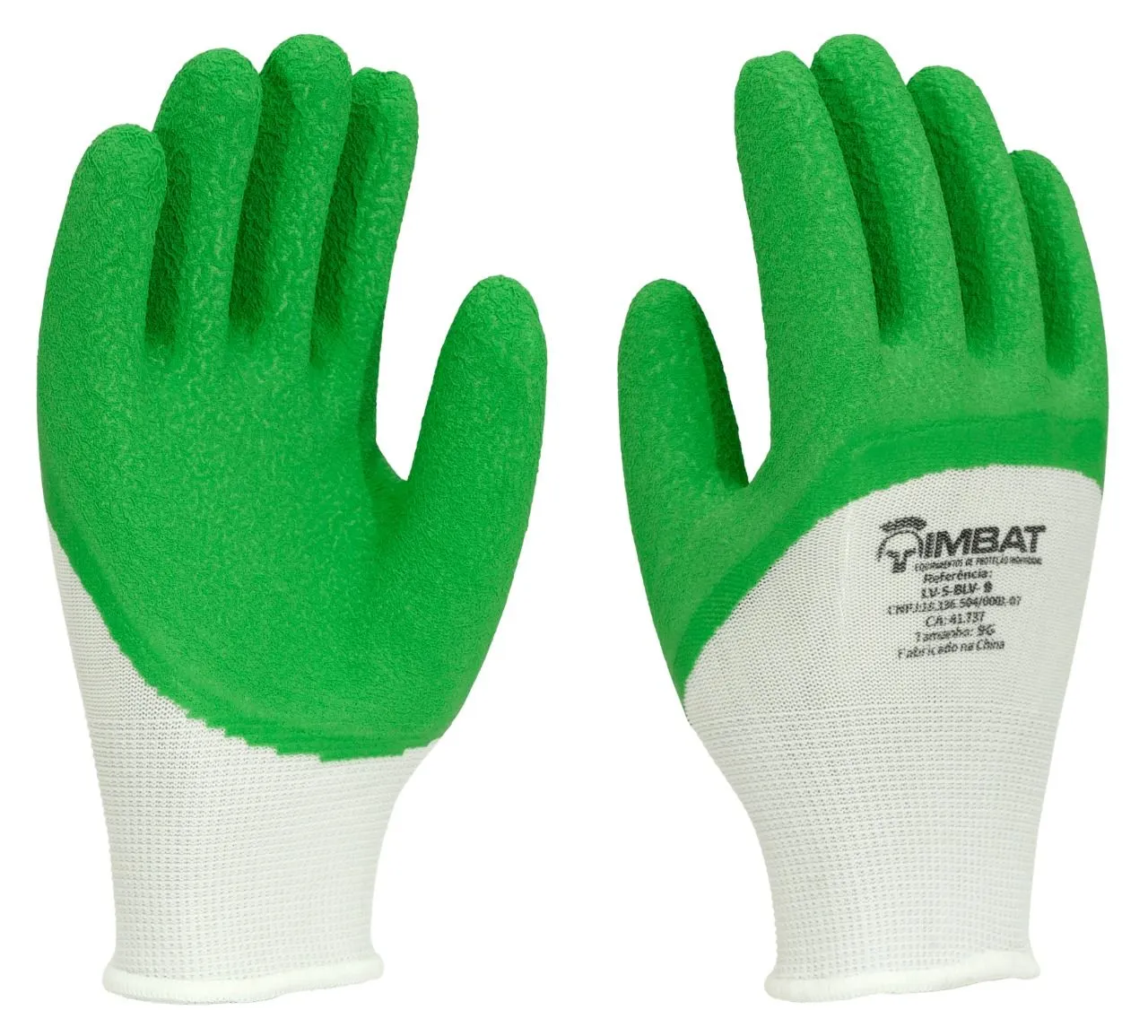 Luvas de Poliester com banho em latex verde Imbat CA 41.737 TAM 9 Emb com 12 unidades