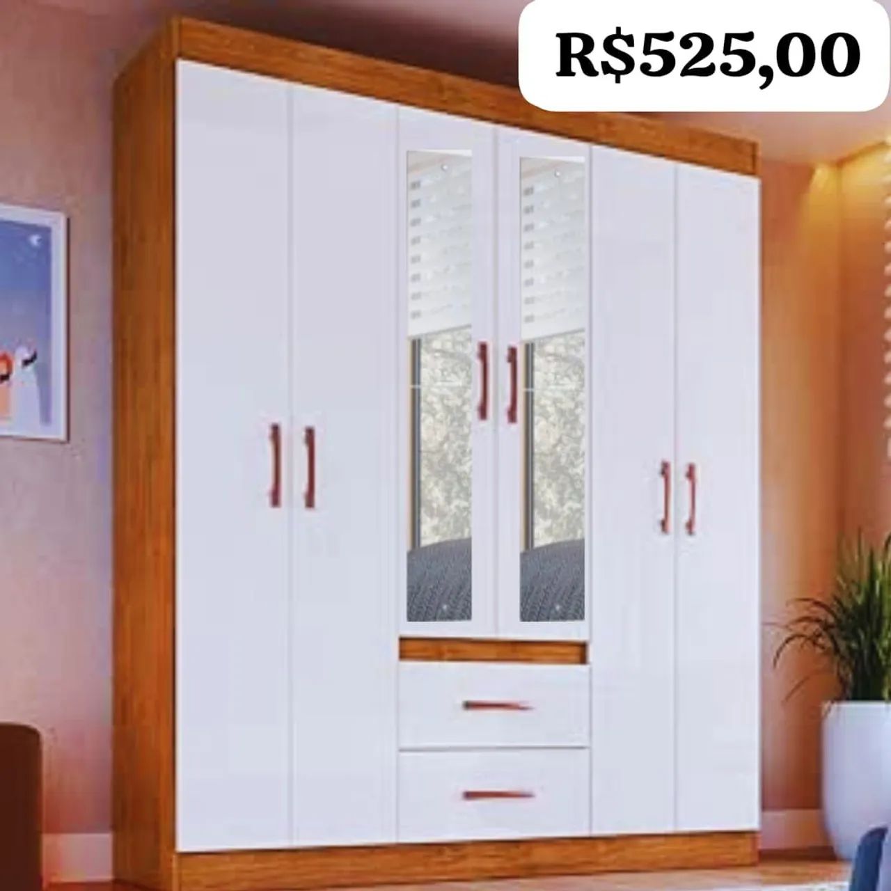 Guarda-Roupa Moderno com Espelho - R$525,00