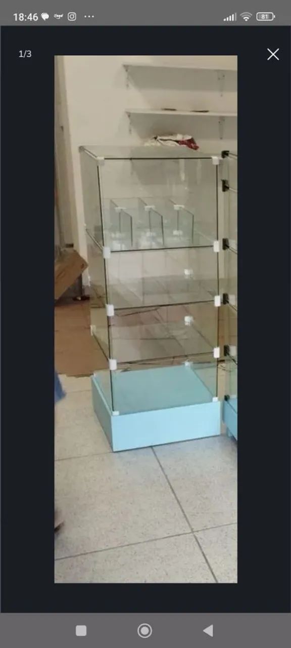 Glass Display Counter 40x40x1.15 with Wooden Base