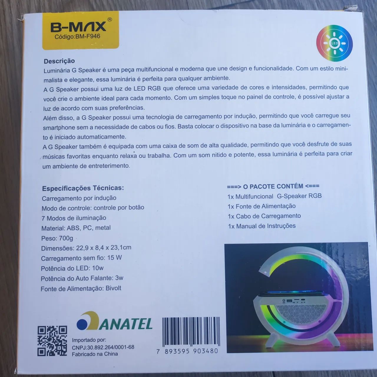 Caixa de Som Bluetooth com Carregador Wireless e Luminária - Foto 2