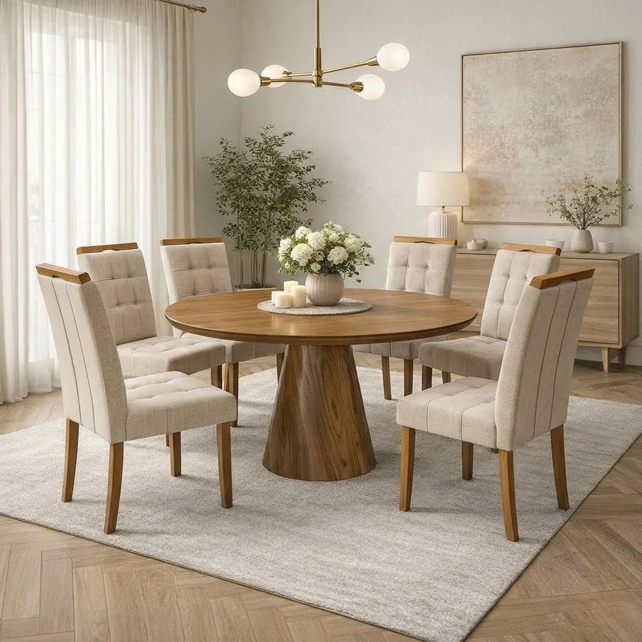 Mesa da Jantar Redonda 6 Cadeiras Prime tt443