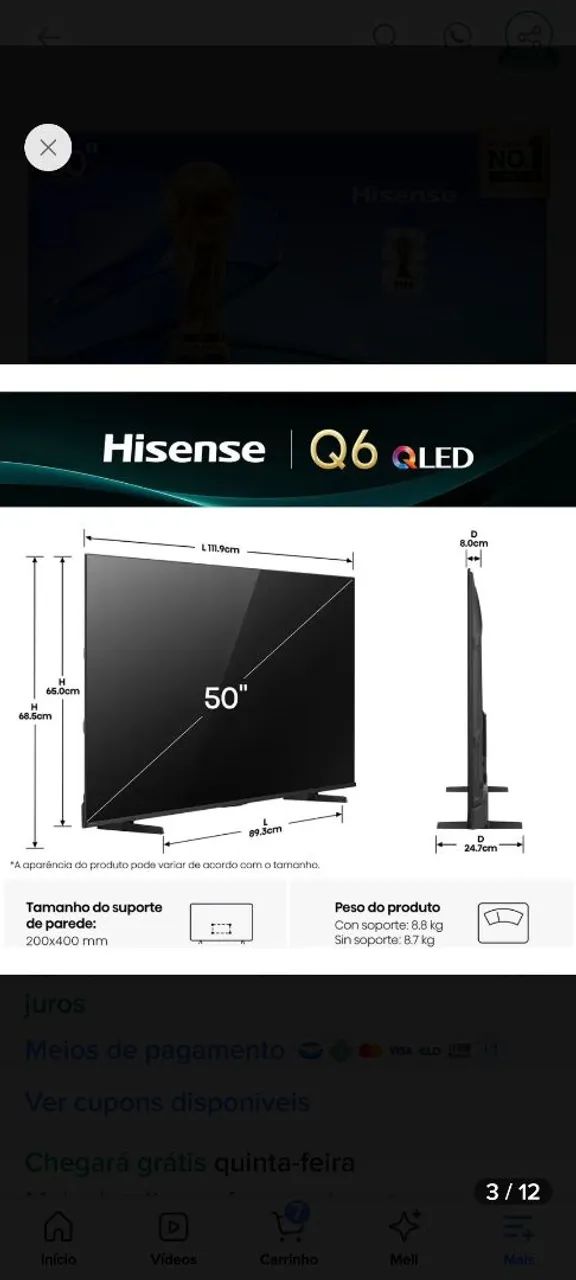 Tv 50 polegadas hinsense. Qled. 4 meses de uso - Foto 4