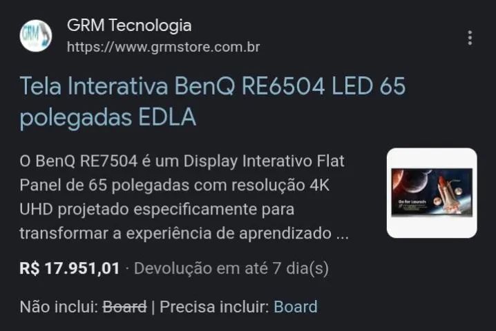 Tela Interativa BenQ RE6504 LED 65 polegadas EDLA - Foto 2