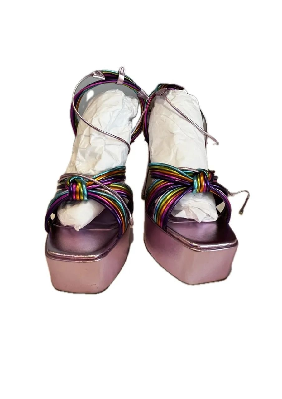 Sandália plataforma multicolorida  - Foto 2