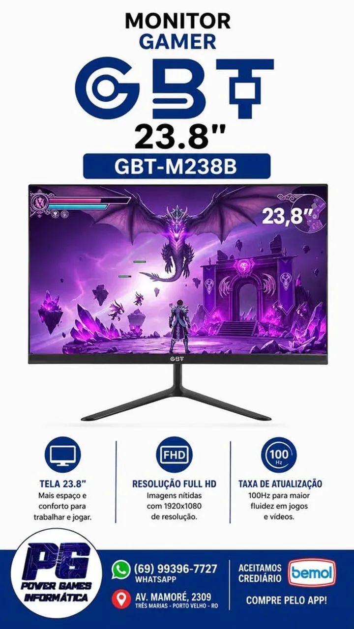 MONITOR GAMER NOVO SOMOS LOJA