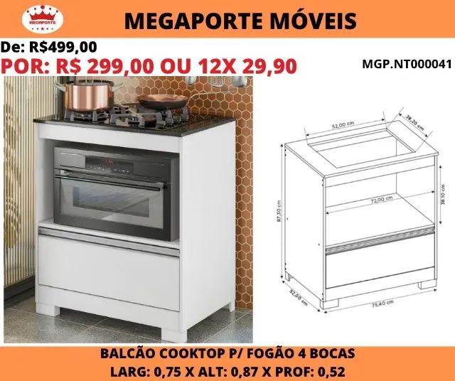BALCÃO DE COOKTOP 4 BOCAS - Foto 2
