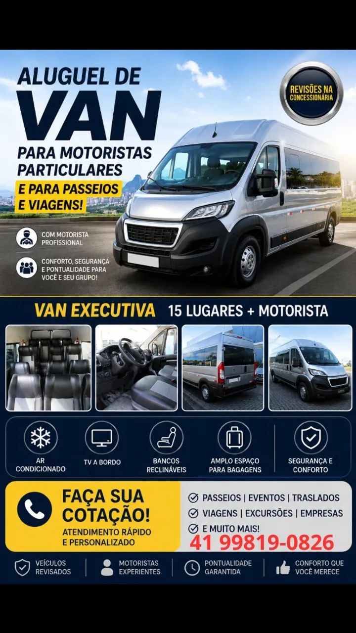 VAN PARA ALUGUEL VIAGEM E PARTICULAR