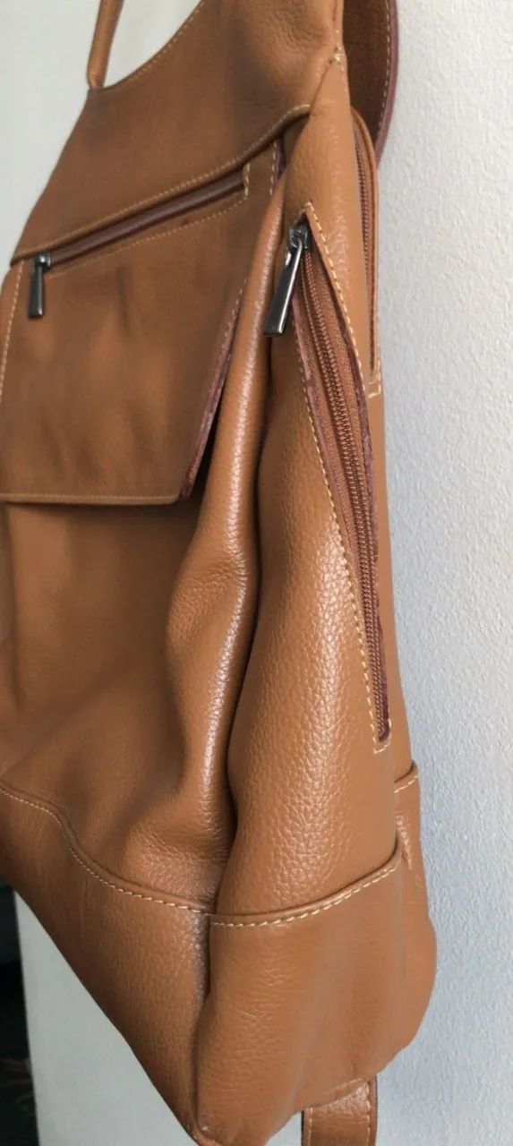 Mochila feminina, em couro puro, nova - Foto 4