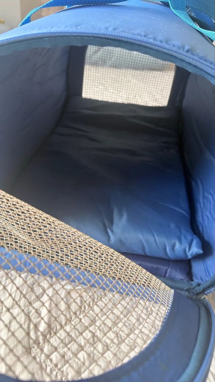 Bolsa De Transporte Para Cães E Gatos Em Nylon - Azul  - Foto 4