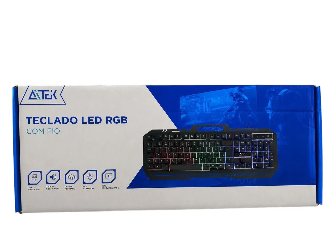 TECLADO LED RGB COM FIO ATEK 